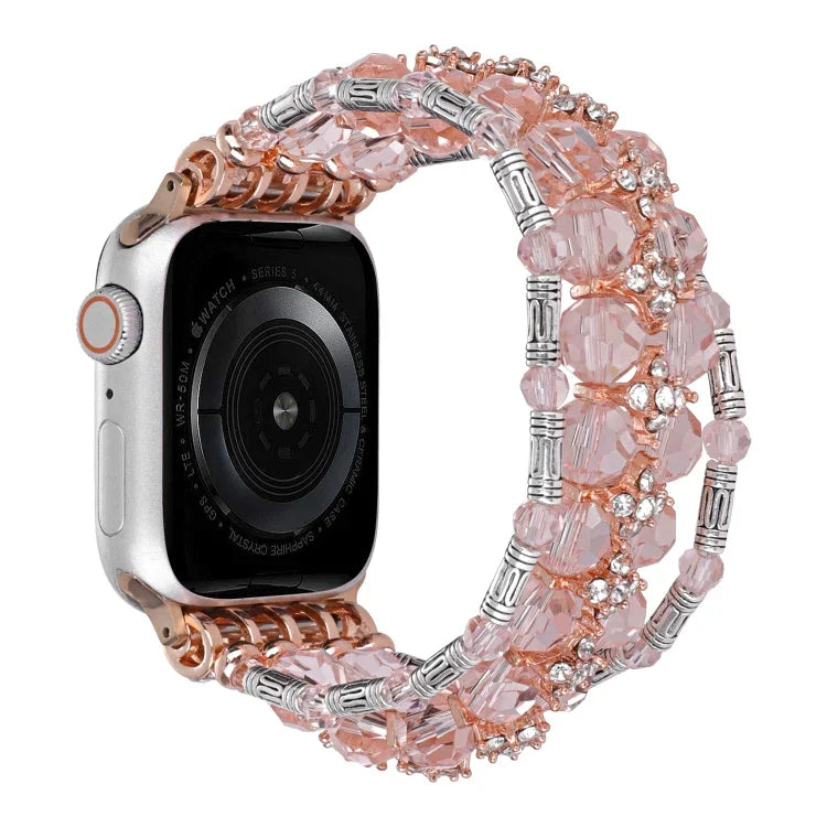 Beaded Diamond Bracelet Watch Band, For Apple Watch Series 5 44mm, For Apple Watch Series 5 40mm, For Apple Watch Series 4 44mm, For Apple Watch Series 4 40mm, For Apple Watch Series 3 38mm, For Apple Watch Series 3 42mm, For Apple Watch Series 2 42mm