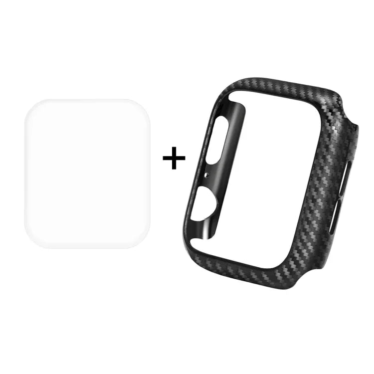ENKAY Hat-Prince 2 trong 1 vỏ bảo vệ TPU họa tiết sợi carbon + miếng dán màn hình cong PET 3D uốn nhiệt HD cho Apple Watch Series 6 / 5 / 4 / Watch SE 40mm, dành cho Apple Watch Series 6 / 5 / 4 / Watch SE 40mm