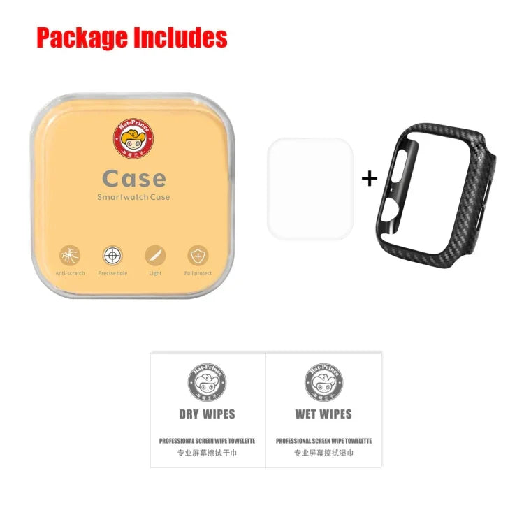 ENKAY Hat-Prince 2 trong 1 vỏ bảo vệ TPU họa tiết sợi carbon + miếng dán màn hình cong PET 3D uốn nhiệt HD cho Apple Watch Series 6 / 5 / 4 / Watch SE 40mm, dành cho Apple Watch Series 6 / 5 / 4 / Watch SE 40mm