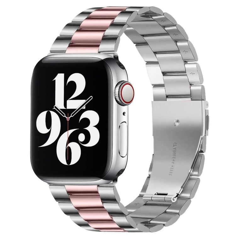 Dây đồng hồ thép không gỉ ba hạt khóa gập cho Apple Watch Series 10 42mm / 9&8&7 41mm / SE 3&SE 2&6&SE&5&4 40mm / 3&2&1 38mm