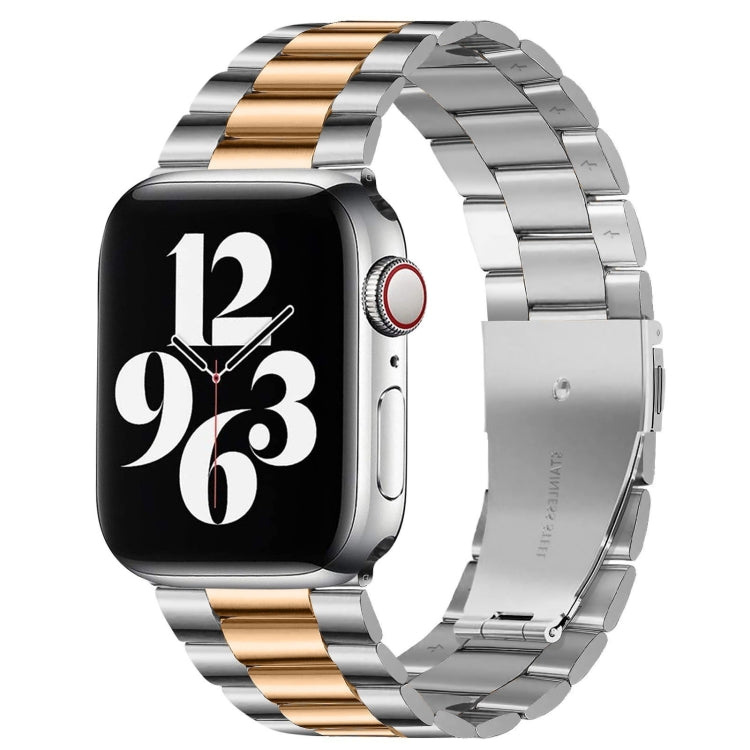Dây đồng hồ thép không gỉ ba hạt khóa gập cho Apple Watch Series 10 42mm / 9&8&7 41mm / SE 3&SE 2&6&SE&5&4 40mm / 3&2&1 38mm
