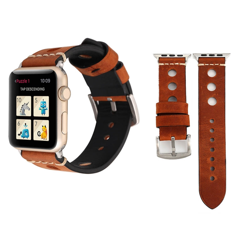 Dây đồng hồ da thật lỗ cổ điển cho Apple Watch Series 10 42mm / 9&8&7 41mm / SE 3&SE 2&6&SE&5&4 40mm / 3&2&1 38mm, Dành cho 38mm