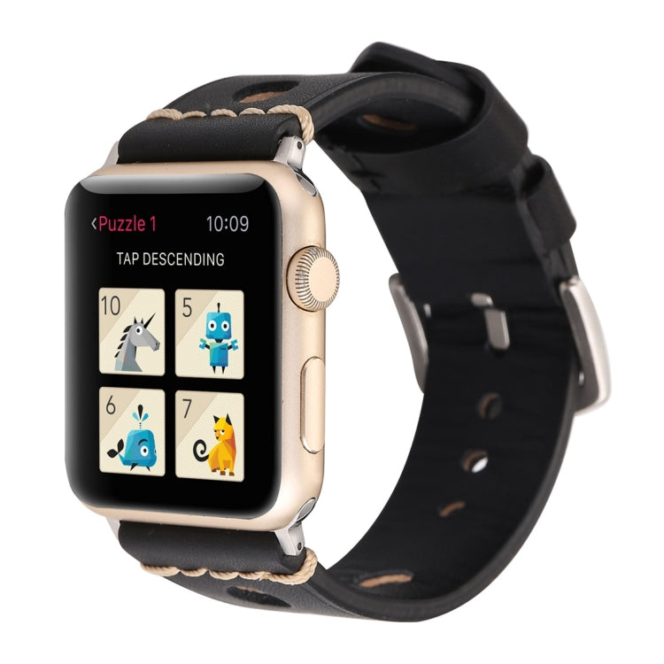 Dây đồng hồ da thật lỗ cổ điển cho Apple Watch Series 7 45mm / 6 & SE & 5 & 4 44mm / 42mm 3 & 2 & 1, Dành cho 42mm