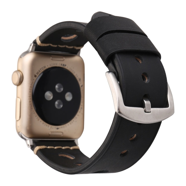 Dây đồng hồ da thật lỗ cổ điển cho Apple Watch Series 7 45mm / 6 & SE & 5 & 4 44mm / 42mm 3 & 2 & 1, Dành cho 42mm