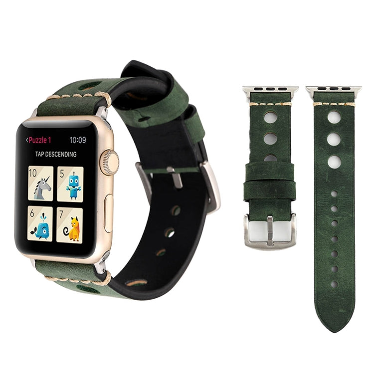 Dây đồng hồ da thật lỗ cổ điển cho Apple Watch Series 7 45mm / 6 & SE & 5 & 4 44mm / 42mm 3 & 2 & 1, Dành cho 42mm