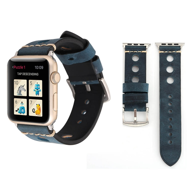 Dây đồng hồ da thật lỗ cổ điển cho Apple Watch Series 7 45mm / 6 & SE & 5 & 4 44mm / 42mm 3 & 2 & 1, Dành cho 42mm