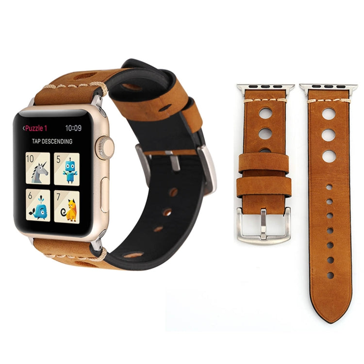 Dây đồng hồ da thật lỗ cổ điển cho Apple Watch Series 7 45mm / 6 & SE & 5 & 4 44mm / 42mm 3 & 2 & 1, Dành cho 42mm