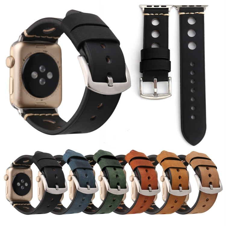 Dây đồng hồ da thật lỗ cổ điển cho Apple Watch Series 7 45mm / 6 & SE & 5 & 4 44mm / 42mm 3 & 2 & 1, Dành cho 42mm