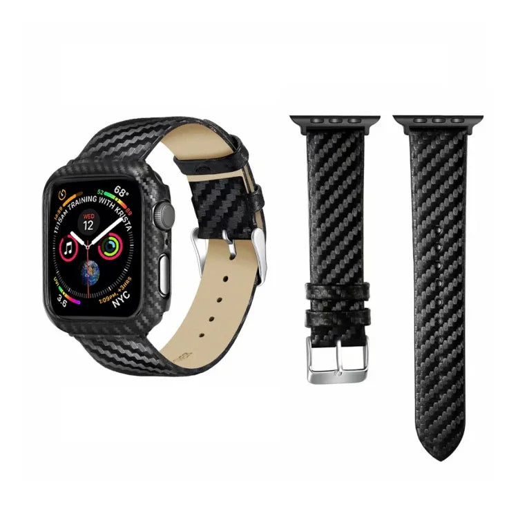 Dây da thật sợi carbon cho Apple Watch Series 5 & 4 40mm & Series 3 & 2 & 1 38mm