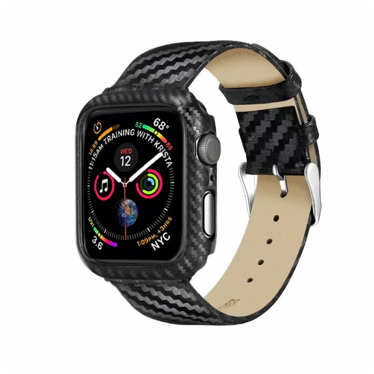 Dây Da Thật Sợi Carbon + Khung cho Apple Watch Series 4 40mm, Apple Watch Series 4 40mm