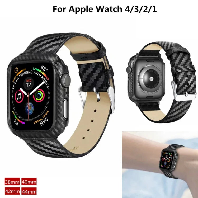 Dây Da Thật Sợi Carbon + Khung cho Apple Watch Series 4 40mm, Apple Watch Series 4 40mm
