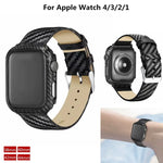 Dây Da Thật Sợi Carbon + Khung cho Apple Watch Series 3 & 2 & 1 38mm, Apple Watch Series 3 & 2 & 1 38mm