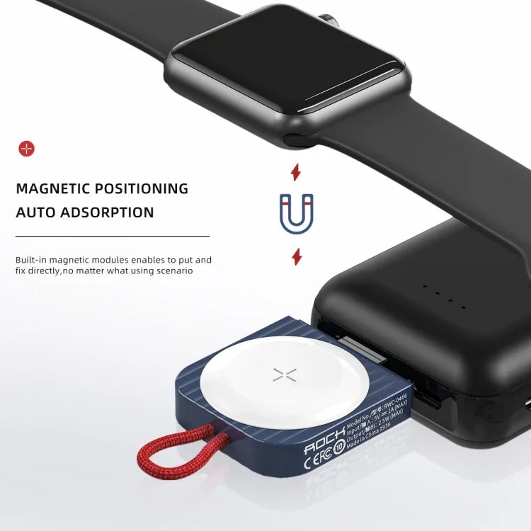 Sạc không dây từ tính di động ROCK W26 cho Apple Watch, giao diện USB W26