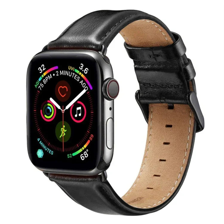 Dây đồng hồ da khóa đen cho Apple Watch Series 10 42mm / 9&8&7 41mm / SE 3&SE 2&6&SE&5&4 40mm / 3&2&1 38mm, Dành cho Apple Watch Series 8&7 41mm / SE 2&6&SE&5&4 40mm / 3&2&1 38mm