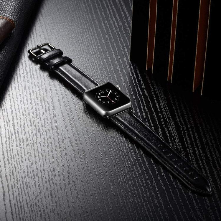 Dây đồng hồ da khóa đen cho Apple Watch Series 10 42mm / 9&8&7 41mm / SE 3&SE 2&6&SE&5&4 40mm / 3&2&1 38mm, Dành cho Apple Watch Series 8&7 41mm / SE 2&6&SE&5&4 40mm / 3&2&1 38mm