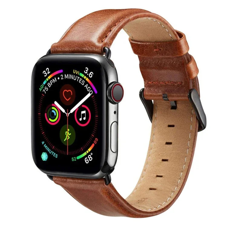 Dây đồng hồ da khóa đen cho Apple Watch Series 10 42mm / 9&8&7 41mm / SE 3&SE 2&6&SE&5&4 40mm / 3&2&1 38mm, Dành cho Apple Watch Series 8&7 41mm / SE 2&6&SE&5&4 40mm / 3&2&1 38mm