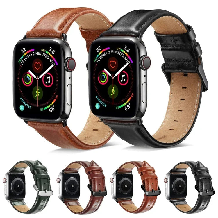 Dây đồng hồ da khóa đen cho Apple Watch Series 10 42mm / 9&8&7 41mm / SE 3&SE 2&6&SE&5&4 40mm / 3&2&1 38mm, Dành cho Apple Watch Series 8&7 41mm / SE 2&6&SE&5&4 40mm / 3&2&1 38mm