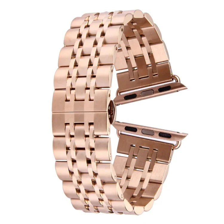 Dây đồng hồ thép không gỉ 7 hạt khóa bướm giấu 20mm cho Apple Watch 38mm (Bạc Vàng), 20mm dành cho nữ