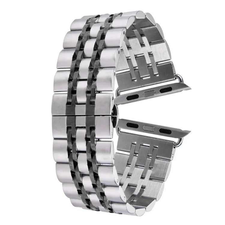Dây đồng hồ thép không gỉ 7 hạt khóa bướm giấu 20mm cho Apple Watch 38mm (Bạc Vàng), 20mm dành cho nữ