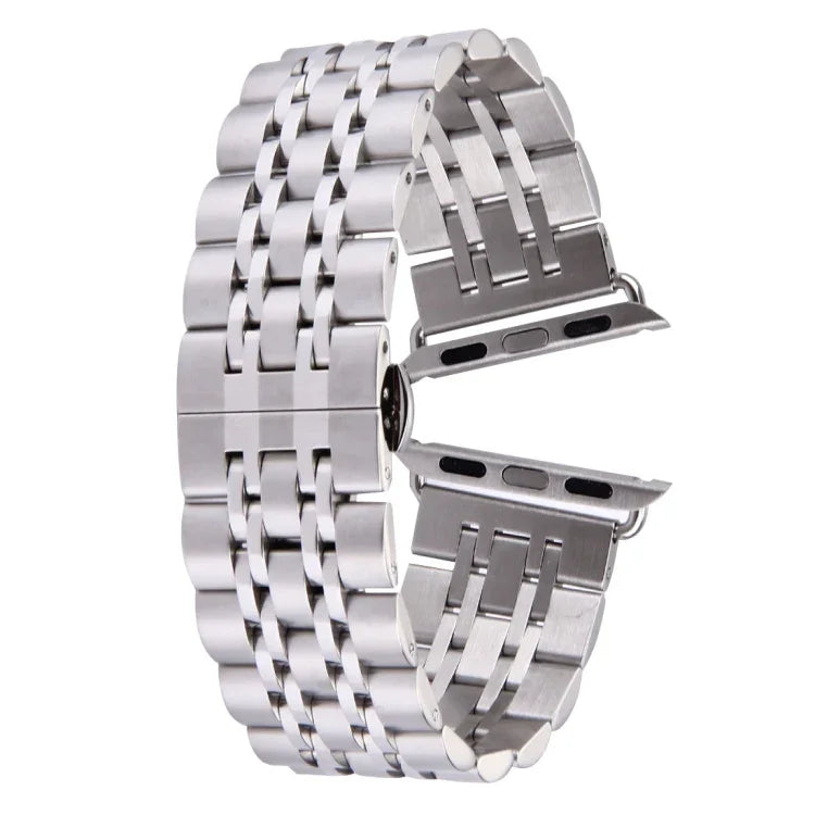 Dây đồng hồ thép không gỉ 7 hạt khóa bướm giấu 20mm cho Apple Watch 38mm (Bạc Vàng), 20mm dành cho nữ