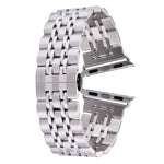 Dây đồng hồ thép không gỉ 7 hạt khóa bướm ẩn cho Apple Watch 42mm (Bạc Vàng), 20mm nữ