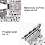 Dây đồng hồ thép không gỉ 7 hạt khóa bướm ẩn cho Apple Watch 42mm (Bạc Vàng), 20mm nữ