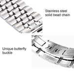 Dây đồng hồ thép không gỉ 7 hạt khóa bướm ẩn cho Apple Watch 42mm (Bạc Vàng), 20mm nữ