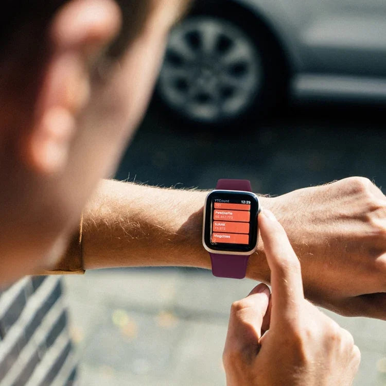 Dây đồng hồ silicone co giãn màu trơn cho Apple Watch Series 10 42mm / 9&8&7 41mm / SE 3&SE 2&6&SE&5&4 40mm / 3&2&1 38mm, Size:S 130mm