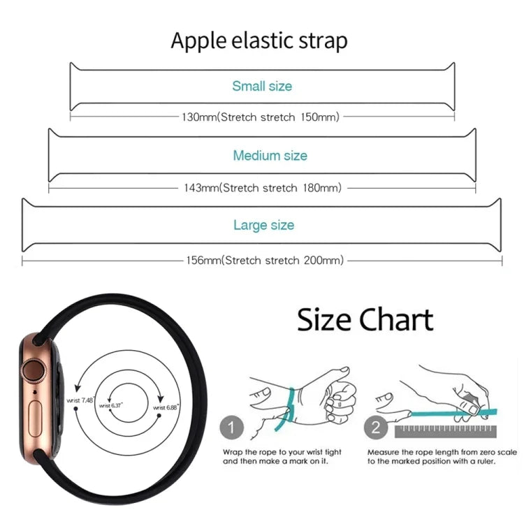 Dây đồng hồ silicone co giãn màu trơn cho Apple Watch Series 10 42mm / 9&8&7 41mm / SE 3&SE 2&6&SE&5&4 40mm / 3&2&1 38mm, Size:M 143mm