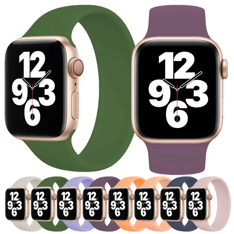 Dây đồng hồ silicone co giãn màu trơn cho Apple Watch Series 10 42mm / 9&8&7 41mm / SE 3&SE 2&6&SE&5&4 40mm / 3&2&1 38mm, Size:M 143mm