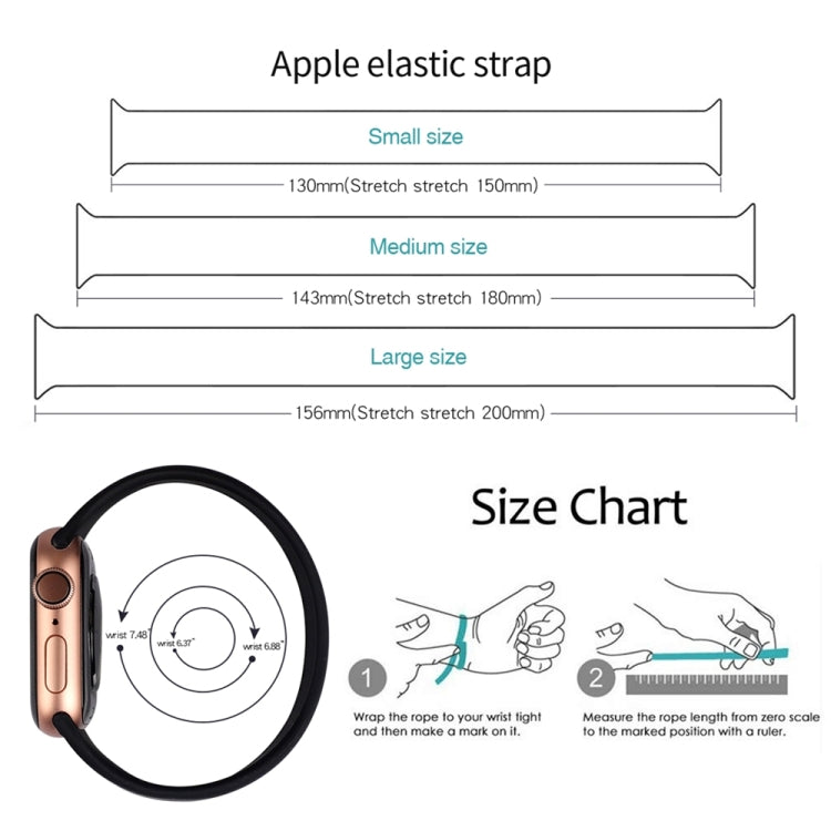 Dây đồng hồ silicone đàn hồi màu trơn cho Apple Watch Ultra 49mm & Watch Ultra 2 49mm / Series 10 46mm / 9 & 8 & 7 45mm / SE 3 & SE 2 & 6 & SE & 5 & 4 44mm / 3 & 2 & 1 42mm, Size: S 130mm
