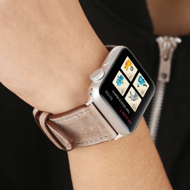 Dây đeo đồng hồ da thật phong cách mới cho Apple Watch Series 10 42mm / 9&8&7 41mm / SE 3&SE 2&6&SE&5&4 40mm / 3&2&1 38mm, 38mm