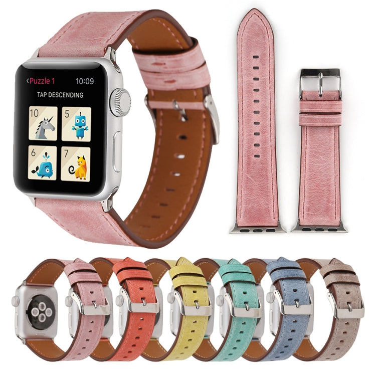 Dây đeo đồng hồ da thật phong cách mới cho Apple Watch Series 10 42mm / 9&8&7 41mm / SE 3&SE 2&6&SE&5&4 40mm / 3&2&1 38mm, 38mm