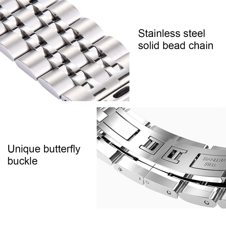 Dây đồng hồ thép không gỉ 7 hạt khóa bướm giấu 22mm cho Apple Watch 38mm, 22mm dành cho nam
