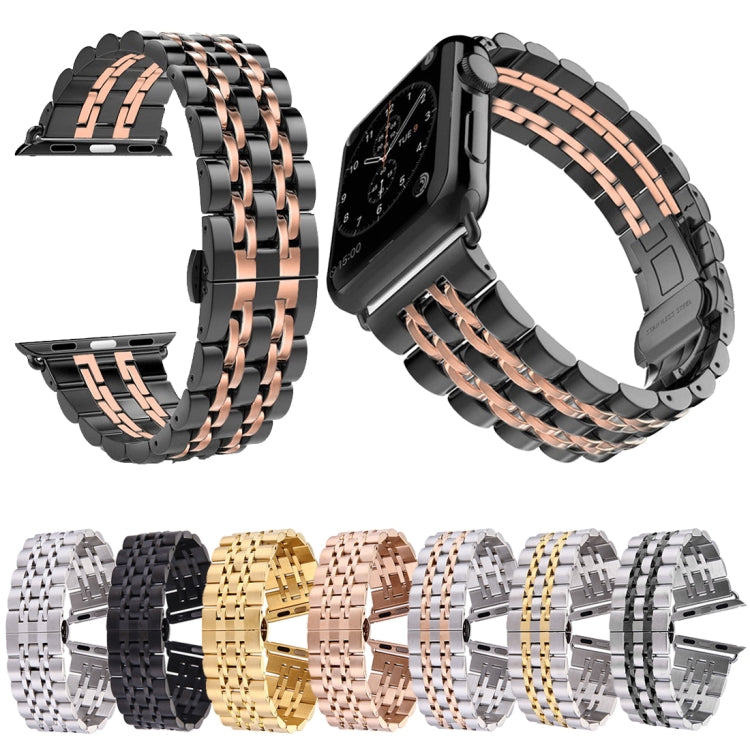 Dây đồng hồ thép không gỉ 7 hạt khóa bướm giấu 22mm cho Apple Watch 38mm, 22mm dành cho nam