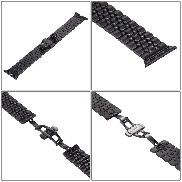 Dây đồng hồ thép không gỉ 7 hạt khóa bướm ẩn cho nam Apple Watch 42mm, 22mm nam
