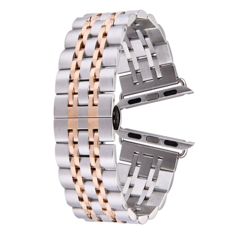 Dây đồng hồ thép không gỉ 7 hạt khóa bướm ẩn cho nam Apple Watch 42mm, 22mm nam