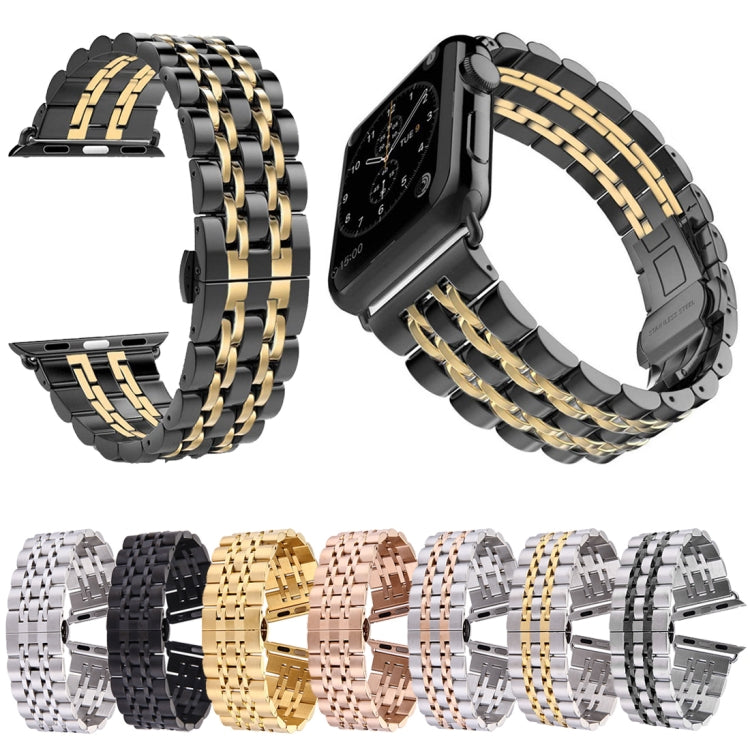 Dây đồng hồ thép không gỉ 7 hạt khóa bướm ẩn cho nam Apple Watch 42mm, 22mm nam