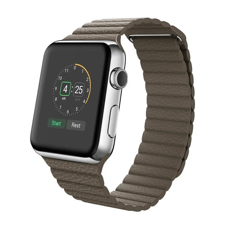 For Apple Watch 42mm Loop Magnetic Closure Clasp PU Leather Watch Band