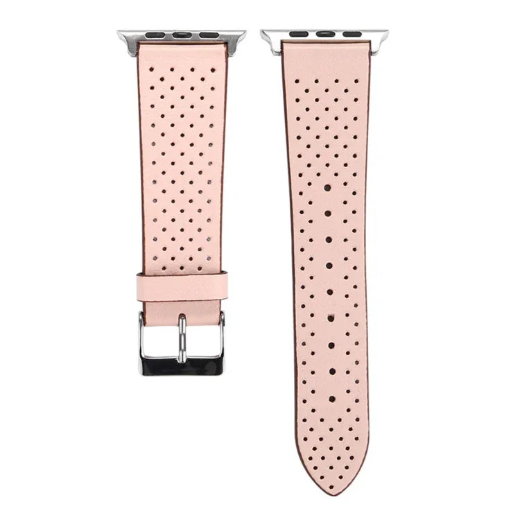 Dây đồng hồ da thật họa tiết lỗ đơn giản thời trang cho Apple Watch Series 10 42mm / 9&8&7 41mm / SE 3&SE 2&6&SE&5&4 40mm / 3&2&1 38mm, 38mm