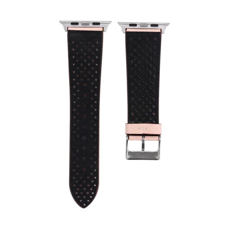 Dây đồng hồ da thật họa tiết lỗ đơn giản thời trang cho Apple Watch Series 10 42mm / 9&8&7 41mm / SE 3&SE 2&6&SE&5&4 40mm / 3&2&1 38mm, 38mm