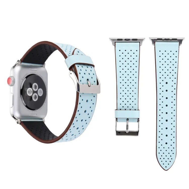 Dây đồng hồ da thật họa tiết lỗ đơn giản thời trang cho Apple Watch Series 10 42mm / 9&8&7 41mm / SE 3&SE 2&6&SE&5&4 40mm / 3&2&1 38mm, 38mm