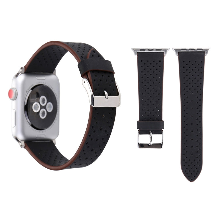Dây đồng hồ da thật thời trang đơn giản họa tiết lỗ, 42mm, Dành cho Apple Watch Ultra 49mm & Watch Ultra 2 49mm / Series 10 46mm / 9&8&7 45mm / SE 3&SE 2&6&SE&5&4 44mm / 3&2&1 42mm