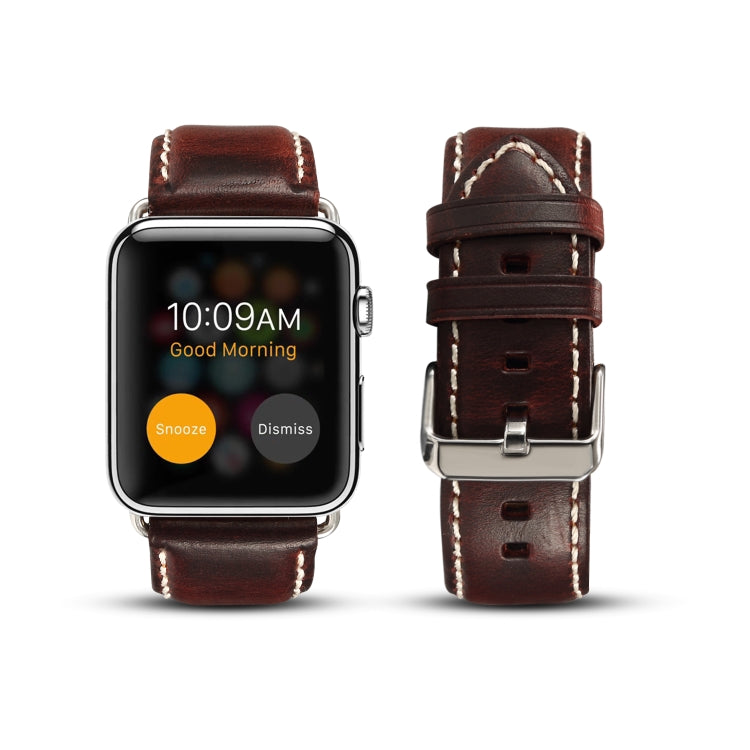 Dây đồng hồ da Denior Oil Wax Retro cho Apple Watch Series 10 42mm / 9&8&7 41mm / SE 3&SE 2&6&SE&5&4 40mm / 3&2&1 38mm