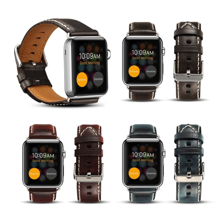 Dây đồng hồ da Denior Oil Wax Retro cho Apple Watch Series 10 42mm / 9&8&7 41mm / SE 3&SE 2&6&SE&5&4 40mm / 3&2&1 38mm