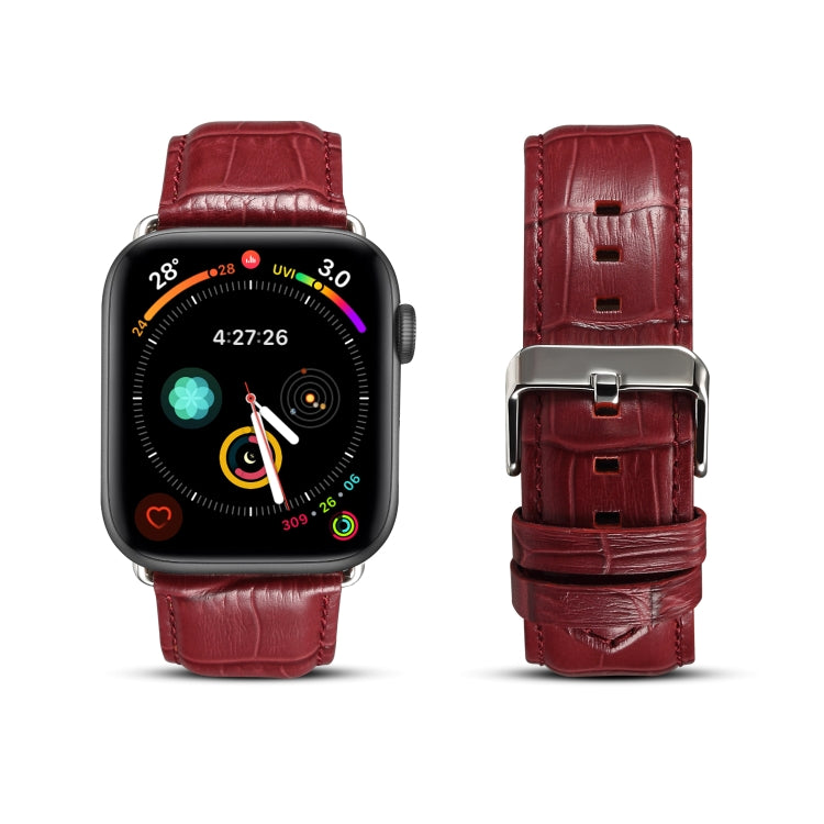 Dây đồng hồ da bò vân cá sấu Denior cho Apple Watch Ultra 49mm & Watch Ultra 2 49mm / Series 10 46mm / 9&8&7 45mm / SE 3&SE 2&6&SE&5&4 44mm / 3&2&1 42mm