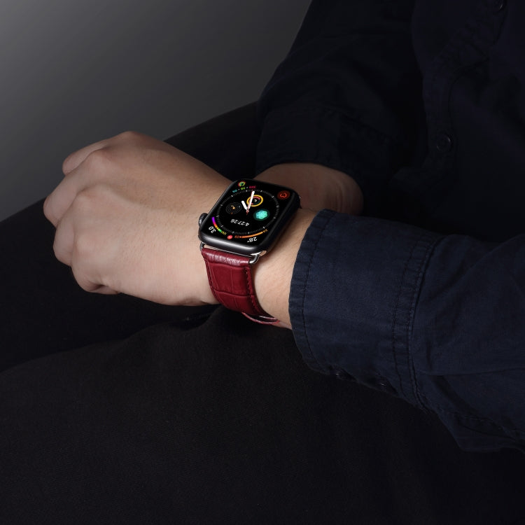 Dây đồng hồ da bò vân cá sấu Denior cho Apple Watch Ultra 49mm & Watch Ultra 2 49mm / Series 10 46mm / 9&8&7 45mm / SE 3&SE 2&6&SE&5&4 44mm / 3&2&1 42mm