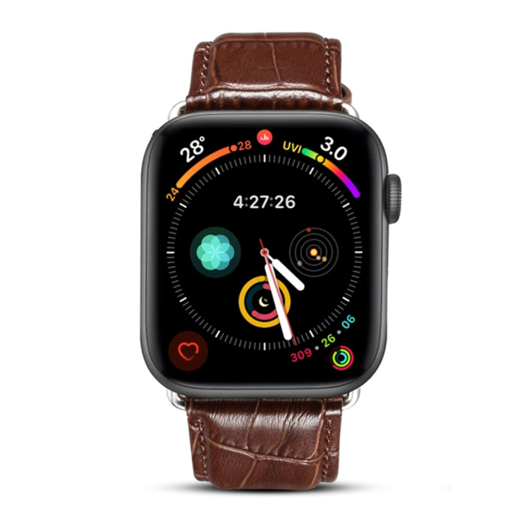 Dây đồng hồ da bò vân cá sấu Denior cho Apple Watch Ultra 49mm & Watch Ultra 2 49mm / Series 10 46mm / 9&8&7 45mm / SE 3&SE 2&6&SE&5&4 44mm / 3&2&1 42mm