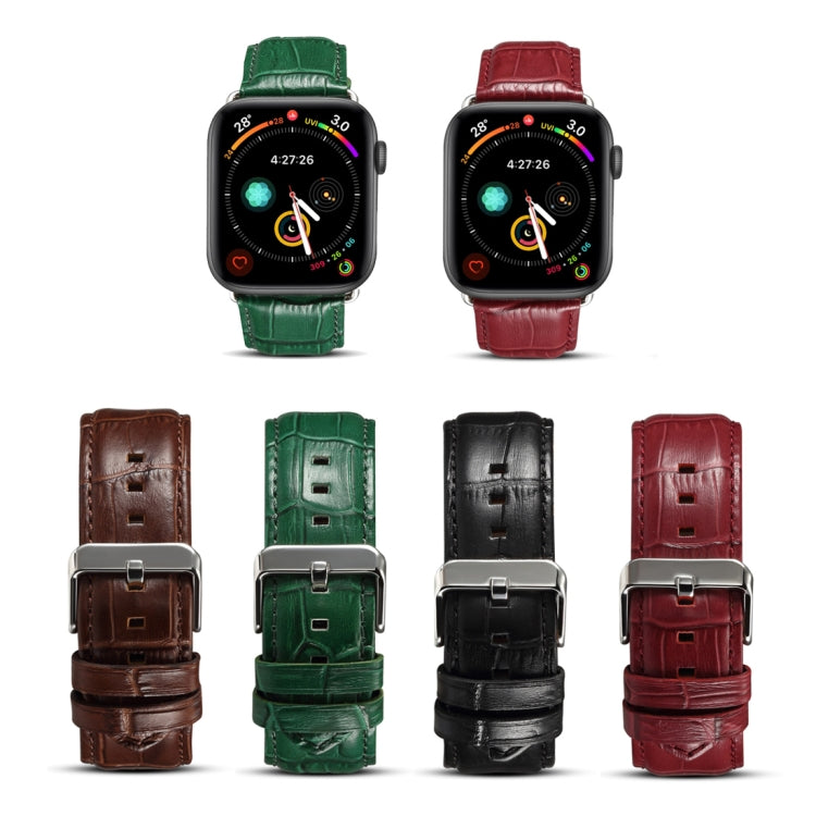 Dây đồng hồ da bò Denior vân cá sấu cho Apple Watch Series 10 42mm / 9&8&7 41mm / SE 3&SE 2&6&SE&5&4 40mm / 3&2&1 38mm