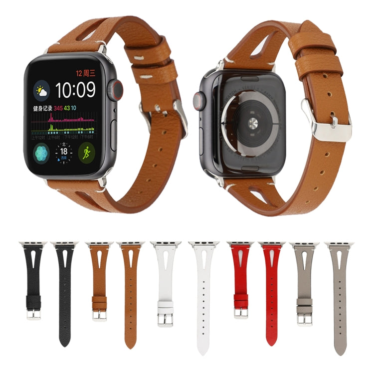 Dây đồng hồ da hình chữ V đơn giản cho Apple Watch Series 7 41mm / 6 & SE & 5 & 4 40mm / 3 & 2 & 1 38mm